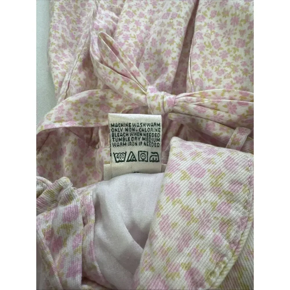 Vintage Laura Ashley Girls 5 Pink Floral Smocked Dress Peter Pan Collar Cotton